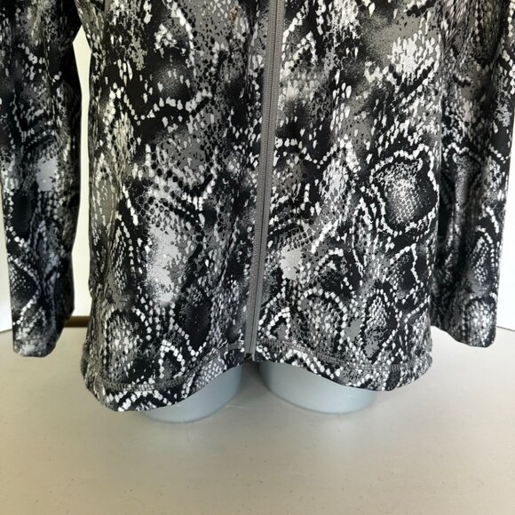 Style & Co. Sport Size L Gray Black Snakeskin Pattern Athletic Jacket Full Zip - Picture 3 of 14